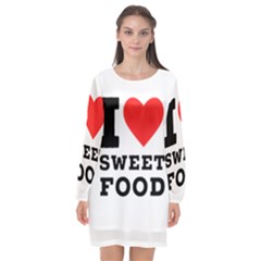 I Love Sweet Food Long Sleeve Chiffon Shift Dress  by ilovewhateva