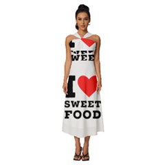 I Love Sweet Food Sleeveless Cross Front Cocktail Midi Chiffon Dress by ilovewhateva