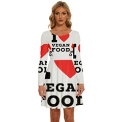 I Love Vegan Food  Long Sleeve Wide Neck Velvet Dress by ilovewhateva