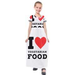 I Love Vegetarian Food Kids  Short Sleeve Maxi Dress by ilovewhateva