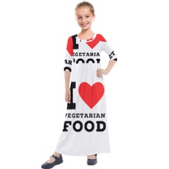 I Love Vegetarian Food Kids  Quarter Sleeve Maxi Dress by ilovewhateva