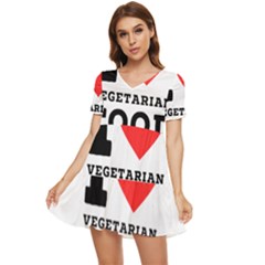 I Love Vegetarian Food Tiered Short Sleeve Babydoll Dress by ilovewhateva