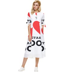 I Love Vegetarian Food Bow Sleeve Chiffon Midi Dress by ilovewhateva