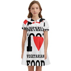 I Love Vegetarian Food Kids  Bow Tie Puff Sleeve Dress by ilovewhateva