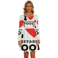 I Love Vegetarian Food Long Sleeve Wide Neck Velvet Dress by ilovewhateva