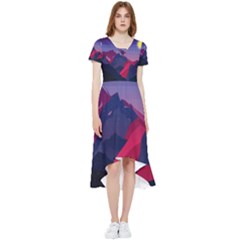 Abstract Landscape Sunrise Mountains Blue Sky High Low Boho Dress by Grandong