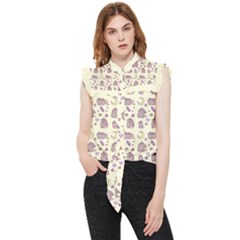 Beautiful Beauty Cartoon Cat Frill Detail Shirt by Grandong