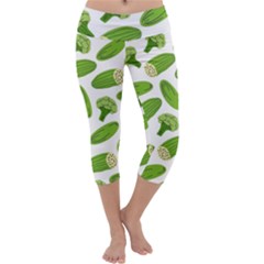 Vegetable Pattern With Composition Broccoli Capri Yoga Leggings by Grandong