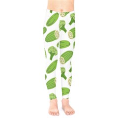 Vegetable Pattern With Composition Broccoli Kids  Leggings by Grandong