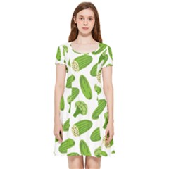 Vegetable Pattern With Composition Broccoli Inside Out Cap Sleeve Dress by Grandong