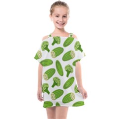 Vegetable Pattern With Composition Broccoli Kids  One Piece Chiffon Dress by Grandong