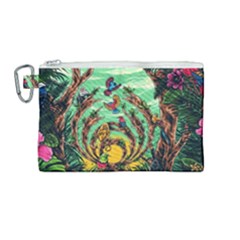 Monkey Tiger Bird Parrot Forest Jungle Style Canvas Cosmetic Bag (medium) by Grandong