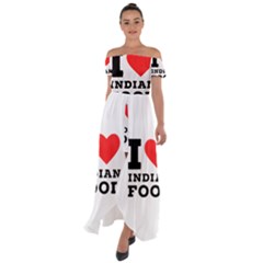 I Love Indian Food Off Shoulder Open Front Chiffon Dress by ilovewhateva