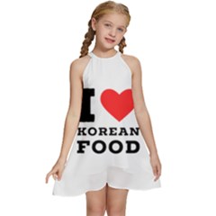 I Love Korean Food Kids  Halter Collar Waist Tie Chiffon Dress by ilovewhateva