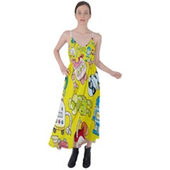 Robot Pattern Lego Tie Back Maxi Dress by Cowasu