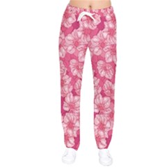 Cute Pink Sakura Flower Pattern Women Velvet Drawstring Pants by Cowasu