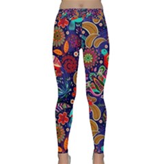 Pattern Colorful Bird Leaf Flower Classic Yoga Leggings by Cowasu