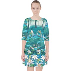 Psychedelic Adventure Quarter Sleeve Pocket Dress by Cowasu