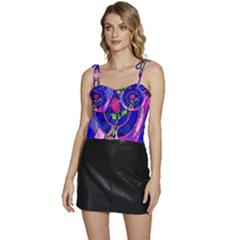 Stained Glass Rose Flowy Camisole Tie Up Top by Cowasu