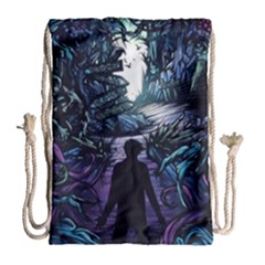 Horror Psychedelic Art Drawstring Bag (large) by Cowasu