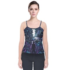 Horror Psychedelic Art Velvet Spaghetti Strap Top by Cowasu