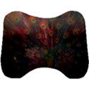 Red Peacock Feather Head Support Cushion View1
