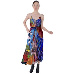 Beauty Stained Glass Castle Building Tie Back Maxi Dress by Cowasu