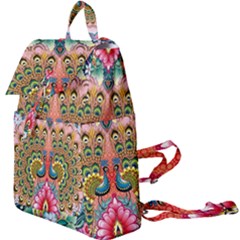 Pink Peacock Bird Pattern Texture Buckle Everyday Backpack by Cowasu