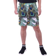 Peacock Feathers Feather Blue Green Men s Pocket Shorts by Cowasu