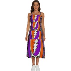 Gratefuldead Grateful Dead Pattern Sleeveless Shoulder Straps Boho Dress by Cowasu