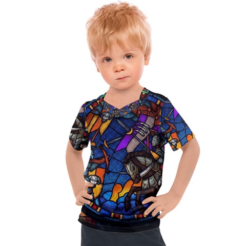 The Game Monster Stained Glass Kids  Sports Tee by Cowasu