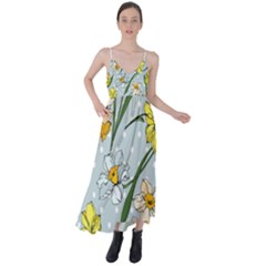 Narcissus Floral Botanical Flowers Tie Back Maxi Dress by Cowasu