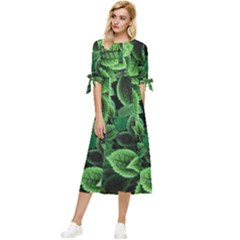 Shanghai Botanical Garden Bow Sleeve Chiffon Midi Dress by Cowasu