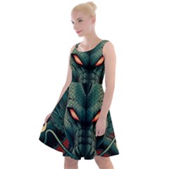 Dragon Art Knee Length Skater Dress by Cowasu