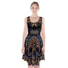 Skull Death Mosaic Artwork Stained Glass Racerback Midi Dress by Cowasu