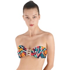 Colorful Abstract Twist Bandeau Bikini Top by Jack14