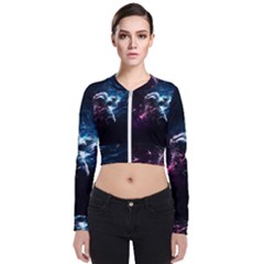 Psychedelic Astronaut Trippy Space Art Long Sleeve Zip Up Bomber Jacket by Bangk1t