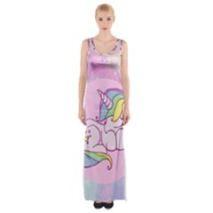 Unicorn Stitch Thigh Split Maxi Dress by Bangk1t