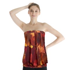 Leaves Fall Autumn Season Orange Strapless Top by Ndabl3x