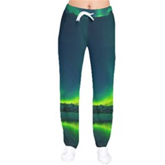 Iceland Aurora Borealis Women Velvet Drawstring Pants by Cowasu