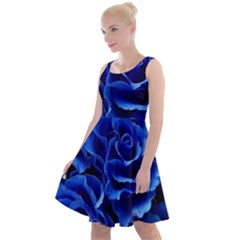 Blue Roses Flowers Plant Romance Blossom Bloom Nature Flora Petals Knee Length Skater Dress by Cowasu