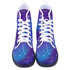 Realistic Night Sky With Constellations Men s High-top Canvas Sneakers by Cowasu