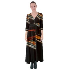 Highway Night Lighthouse Car Fast Button Up Maxi Dress by Amaryn4rt