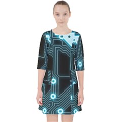 A Completely Seamless Background Design Circuitry Quarter Sleeve Pocket Dress by Amaryn4rt