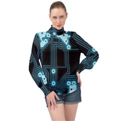 A Completely Seamless Background Design Circuitry High Neck Long Sleeve Chiffon Top by Amaryn4rt