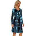 A Completely Seamless Background Design Circuitry Long Sleeve Dress With Pocket View3