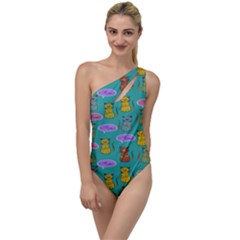 Meow Cat Pattern To One Side Swimsuit by Amaryn4rt