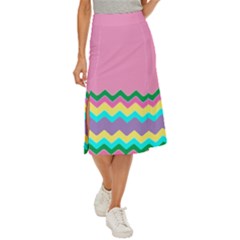 Easter Chevron Pattern Stripes Midi Panel Skirt by Amaryn4rt