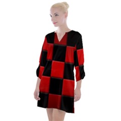 Black And Red Backgrounds- Open Neck Shift Dress by Amaryn4rt