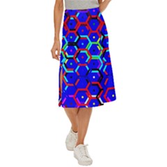 Blue Bee Hive Pattern Midi Panel Skirt by Amaryn4rt